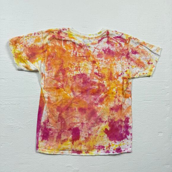 Gildan Tie Dye Pink Orange Yellow Tee, Fits Size Small - Picture 6 of 6